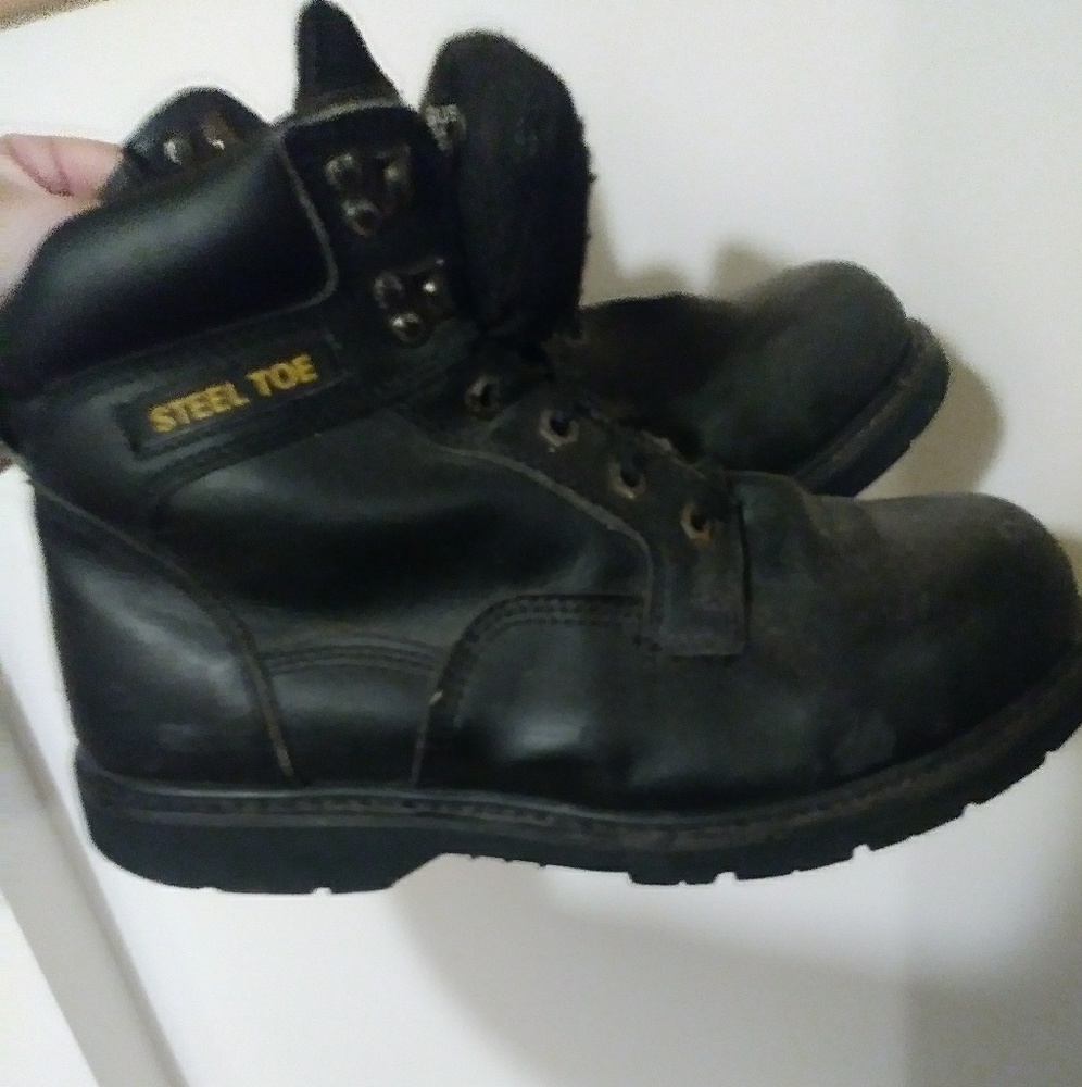 Black steel toed boots